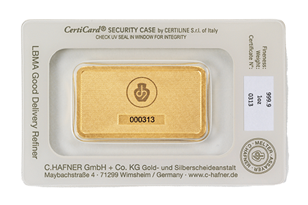 1 Unze Goldbarren C. Hafner geprägt