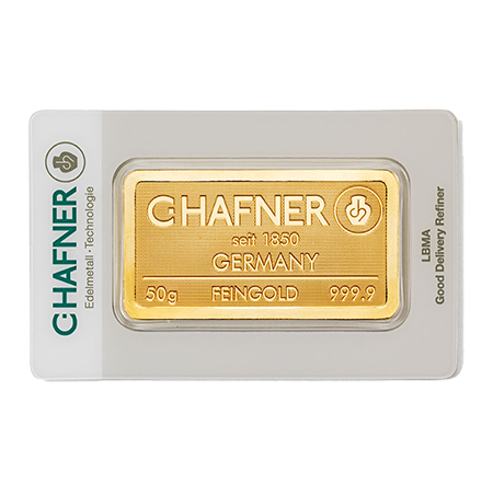 50 Gramm Goldbarren Feingold C. Hafner