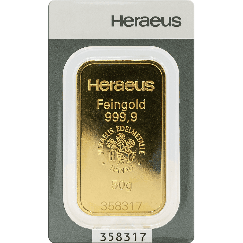 50 Gramm Goldbarren (diverse Hersteller)