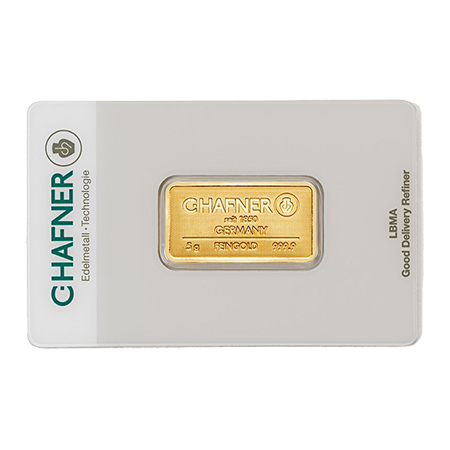 5 Gramm Goldbarren Feingold C. Hafner