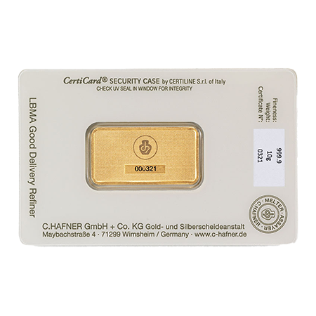 10 Gramm Goldbarren Feingold C. Hafner