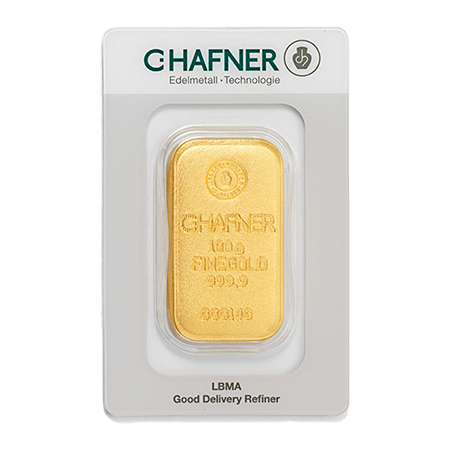 100 Gramm Goldbarren Feingold C. Hafner