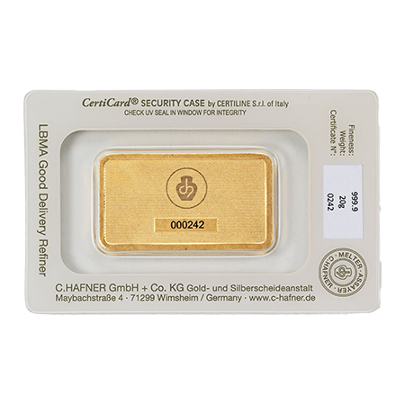 20 Gramm Goldbarren Feingold C. Hafner