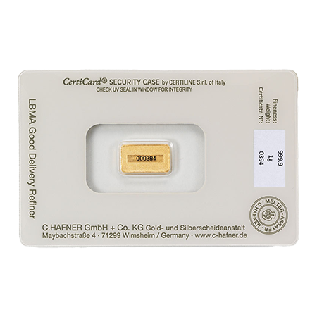 1 Gramm Goldbarren Feingold C. Hafner